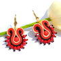 Cercei soutache negru-rosu-bej