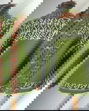 CARDIGAN NORVEGIAN VERDE TRICOTAT MANUL