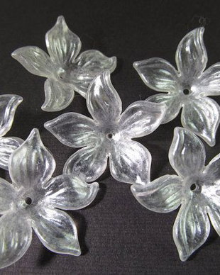 Margele acrilice, transparente, flori mari