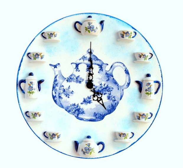 Ceas de perete Blue Tea Time - 0987