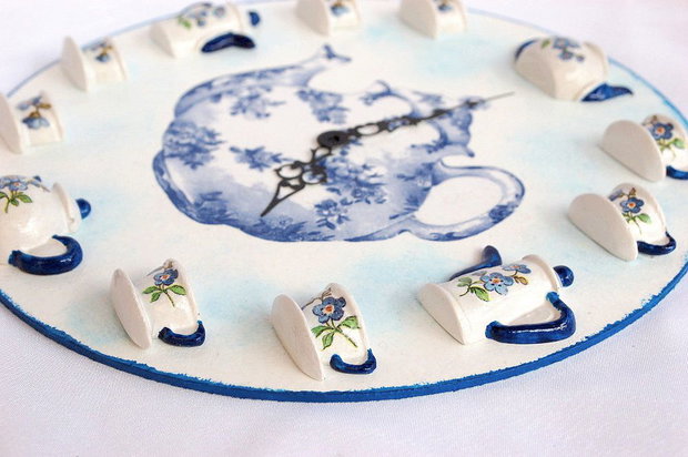 Ceas de perete Blue Tea Time - 0987