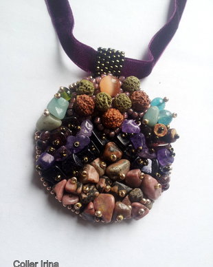 Colier Irina cu : rhodonite, rudrashka,margele lava