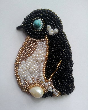 Brosa/pandant/Pinguin pe ou negru cu alb