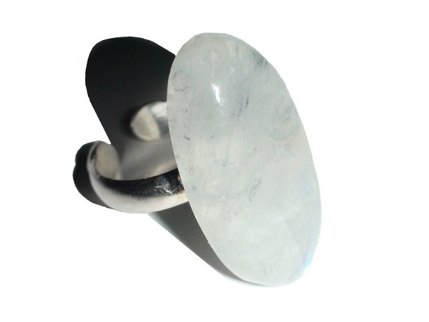 Inel reglabil din Argint 925 si Piatra lunii - IN384 - Inel alb oval, cadou romantic, inel pietre semipretioase, cadou 8 martie sotie