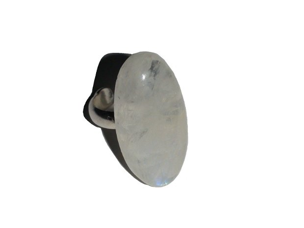 Inel reglabil din Argint 925 si Piatra lunii - IN384 - Inel alb oval, cadou romantic, inel pietre semipretioase, cadou 8 martie sotie