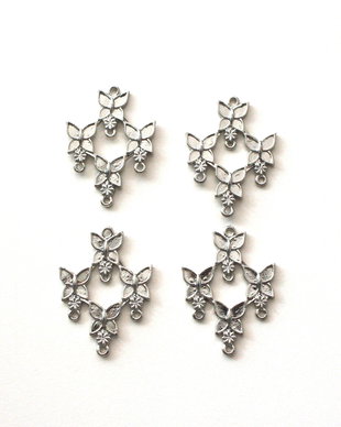2 x Conector cercei chandelier, baza cercei argintie, componente pentru cercei