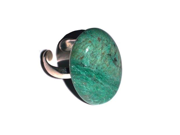 Inel reglabil din Argint 925 si Bloodstone Australia - IN376.1 - Inel oval verde, cadou romantic, inel pietre semipretioase, cadou 8 martie sotie