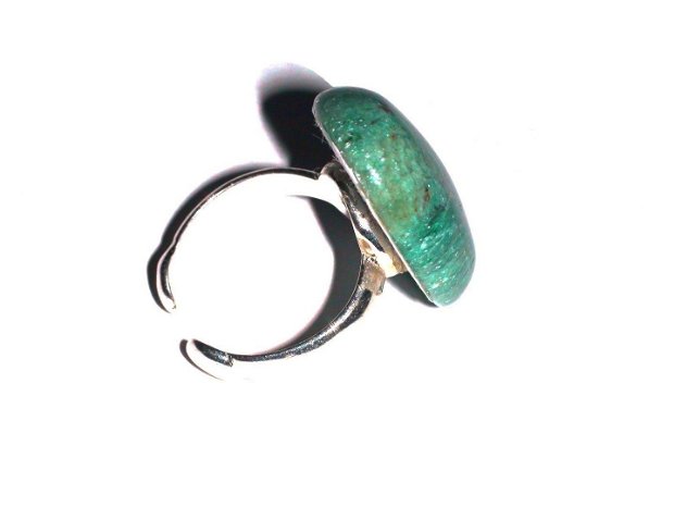Inel reglabil din Argint 925 si Bloodstone Australia - IN376.1 - Inel oval verde, cadou romantic, inel pietre semipretioase, cadou 8 martie sotie