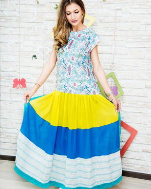 bluza colorata , bumbac si panza topita