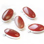 Pandant agat in rama argintata - nuanta carnelian