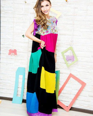 rochie maxi din panza topita