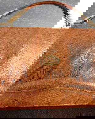 POSETA  VINTAGE , ANII 70 ,   PIELE SARPE  SUPERBA