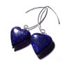 Cercei mari inima din Argint 925 si Lapis lazuli albastru denim  CE324 - cercei romantici, cercei inima, bijuterii inima, cercei pietre semipretioase inima