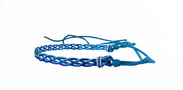 Boucles bleues - choker din sârmă de aluminiu colorată și faux suede