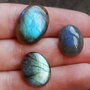 Set 3 Labradorite flashy - ovale