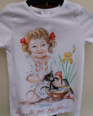 Tricou pictat (4--5 ani) Unicat Pisicuta pis pis pis
