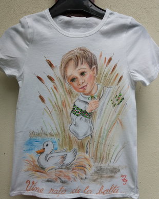 Tricou pictat (4--5 ani) Unicat Vine rata de la balta