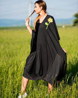 rochie sac maxi cu parte tricotata