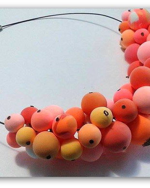 Colier unicat în nuanţe de roz, portocaliu şi frez ,,Creamsicle"