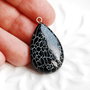 Pandant agat crackle  [ negru, alb ]