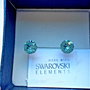 Cercei argint 925 cu piatra Swarovski Chaton 6mm Aquamarine