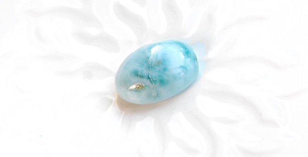 Cabochon Larimar dominican oval - natural, netratat, veritabil