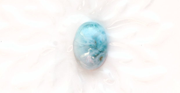 Cabochon Larimar dominican oval - natural, netratat, veritabil