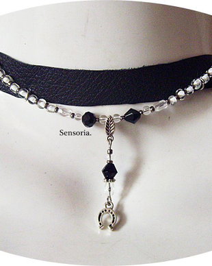 chocker cristalin alb & negru
