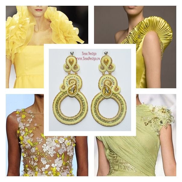 Cercei lungi cu cristale, cercei galbeni, cercei aurii, cerei oversized, cercei statement, cercei haute couture, cercei unicat