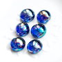 Set 6 buc Cabochon sticla -Albastru effect - petroleum - free form