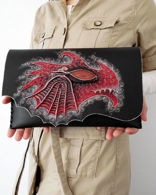 Poseta plic handmade unicat din piele naturala -Smaug