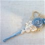 Bentita elastica cu floare albastra si dantela