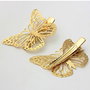9683 - (SET 2buc) Baza agrafa / clema / clips, stanga+dreapta, aliaj metalic, auriu, fluture, 50x35mm