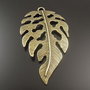 9670 - (2buc) Pandantiv, frunza, bronz, 42x26x1mm