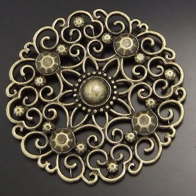 9659 - (1buc) Element decorativ / ornament / pandantiv / mandala / disc, aliaj metalic aspect bronz, 53x53mm