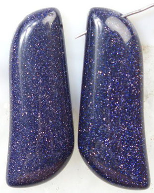 9556 - SET Pandantive, piatra soarelui albastra, 45x16x6mm