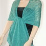 Sal tricotat, crosetat  mohair verde turquise