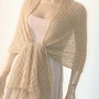 Sal tricotat, crosetat  mohair beige auriu