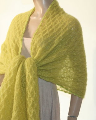 Sal tricotat, crosetat  mohair verde fistic