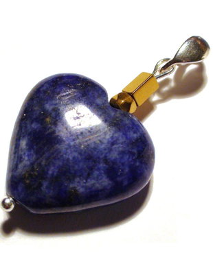 Pandantiv inima din Argint 925, Lapis lazuli albastru si Hematit auriu - PA270 - pandantiv romantic, bijuterii inima pietre semipretioase