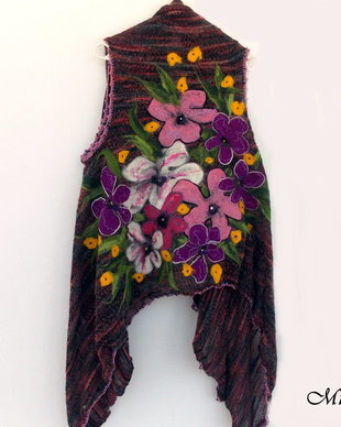 vandut Cardigan din tricot cu flori impaslite