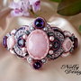 "Exotic Flower" - Bratara statement cu jad fatetat, cristale si perle Swarovski