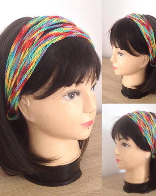 Bendita curcubeu crosetat multicolor bumbac headband