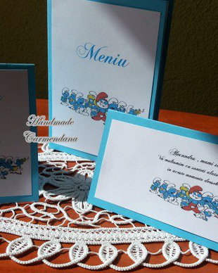 Set papetarie botez tematic Strumfi