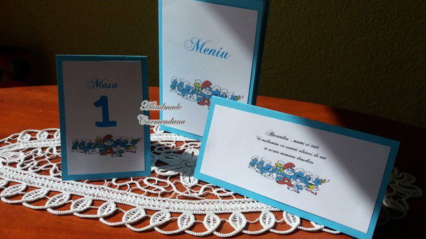 Set papetarie botez tematic Strumfi