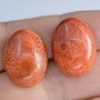 9554 - (2buc) Cabochon, coral poros, rosu caramiziu, 20x15x10mm