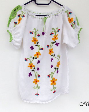 vandut Bluza din panza de in cu broderie impaslita, ethno urban