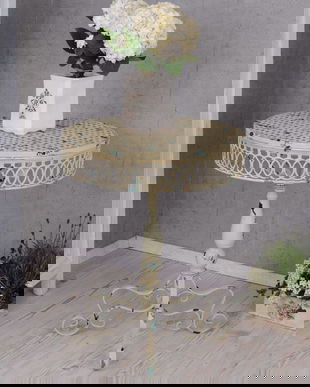 MASA ROTUNDA DIN FIER FORJAT ANTIK WHITE