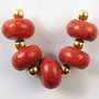 9549 - (5buc) Margele, coral poros, rosu caramiziu, 19x16mm
