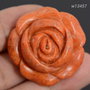 9547 - Floare sculptata manual, tip cabochon, coral poros, rosu caramiziu, 33x33x13mm